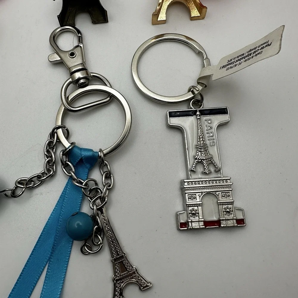 Paris Eiffel Tower Lot of‎ 7 Keychain / Purse Charm Macaron Charm France Travel
